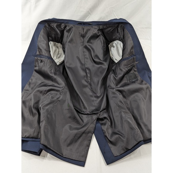 H&M  Slim Fit 1 Button Casual Suit Jacket Blazer Dark Blue Crosshatch Size 36R - Picture 5 of 11